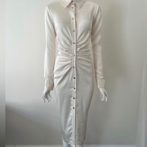 Zara Cream Satin Shirt Dress - Gem